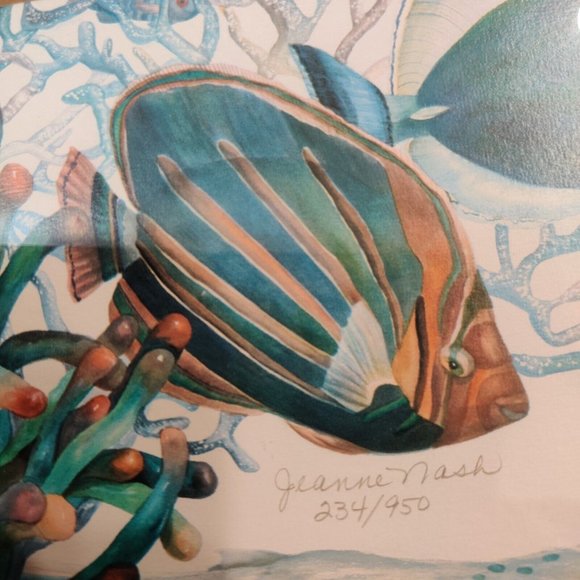 Jeanne Nash Ocean Tropical Fishes Nautical Theme Art Print Custom Framed Signed - Picture 2 of 16
